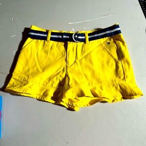 TOMMY HILIFIGER (10) GIRLS YELLOW SHORTS WITH RUFFLE HEM NWOT‎